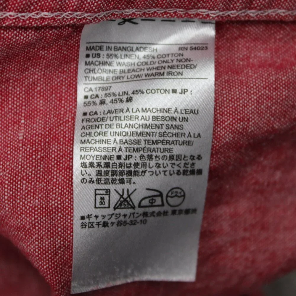 Banana Republic Linen Slim Fit Shirt Adult Large Red Linen/Cotton Blend‎ L/S